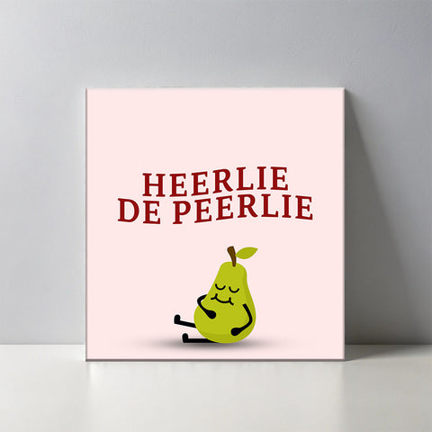 Keramisch cadeau tegel Heerlie de peerlie - Grappige spreuktegel - Cadeau idee voor vrienden - 11 x 11 cm - Inclusief standaard