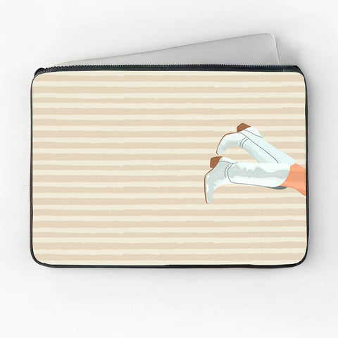 Laptophoes 14 Inch Cowboy laarzen opdruk - Laptopsleeve 14 Inch - Binnenmaat 23 x 33 cm