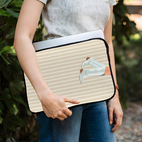 Laptophoes 14 Inch Cowboy laarzen opdruk - Laptopsleeve 14 Inch - Binnenmaat 23 x 33 cm