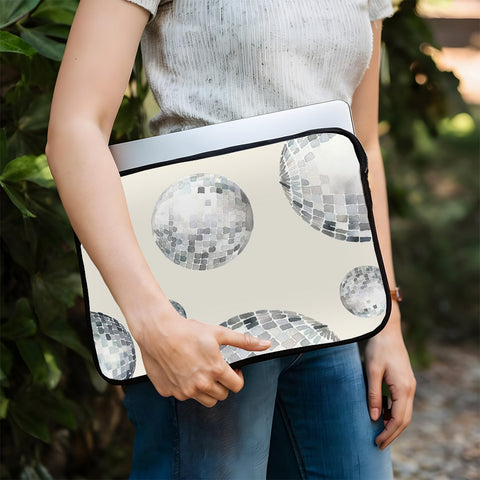 Laptophoes 14 Inch Disco ballen opdruk - Laptopsleeve 14 Inch - Binnenmaat 23 x 33 cm