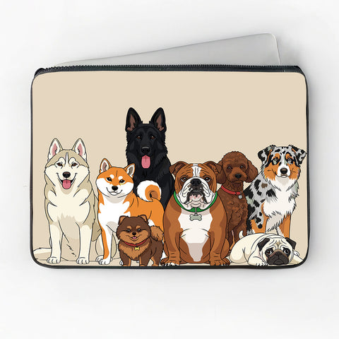 Laptophoes 14 Inch Honden opdruk - Laptopsleeve 14 Inch - Binnenmaat 23 x 33 cm