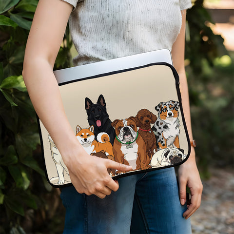 Laptophoes 14 Inch Honden opdruk - Laptopsleeve 14 Inch - Binnenmaat 23 x 33 cm