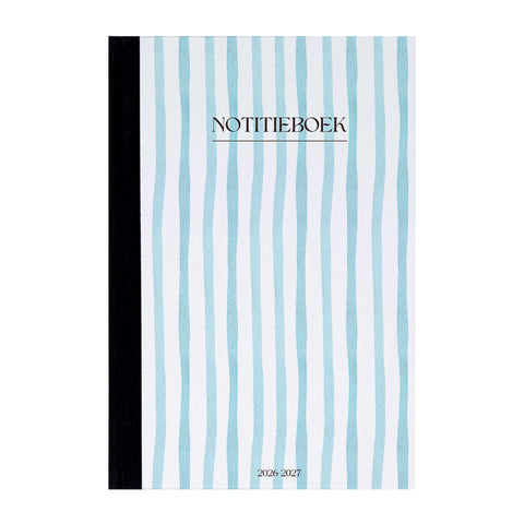 Notitieboekje A5 met blauw witte strepen opdruk - Schrijfblok A5 - Back To School Schrijfboek- Schoolspullen