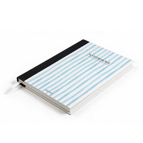 Notitieboekje A5 met blauw witte strepen opdruk - Schrijfblok A5 - Back To School Schrijfboek- Schoolspullen