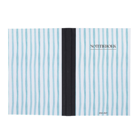 Notitieboekje A5 met blauw witte strepen opdruk - Schrijfblok A5 - Back To School Schrijfboek- Schoolspullen