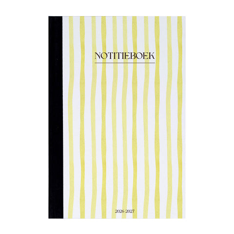 Notitieboekje A5 met geel witte strepen opdruk - Schrijfblok A5 - Back To School Schrijfboek- Schoolspullen