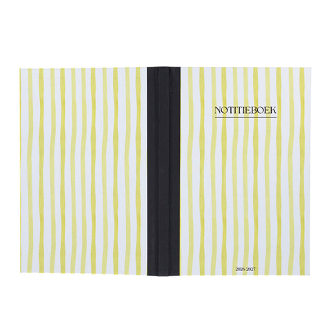 Notitieboekje A5 met geel witte strepen opdruk - Schrijfblok A5 - Back To School Schrijfboek- Schoolspullen