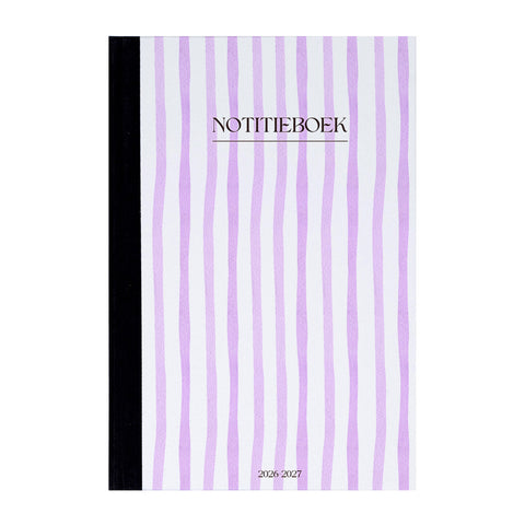 Notitieboekje A5 met paars witte strepen opdruk - Schrijfblok A5 - Back To School Schrijfboek- Schoolspullen