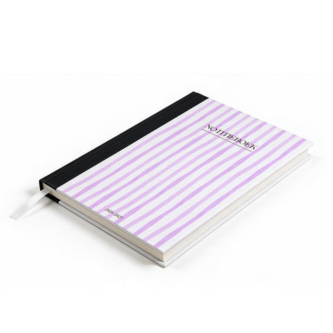 Notitieboekje A5 met paars witte strepen opdruk - Schrijfblok A5 - Back To School Schrijfboek- Schoolspullen