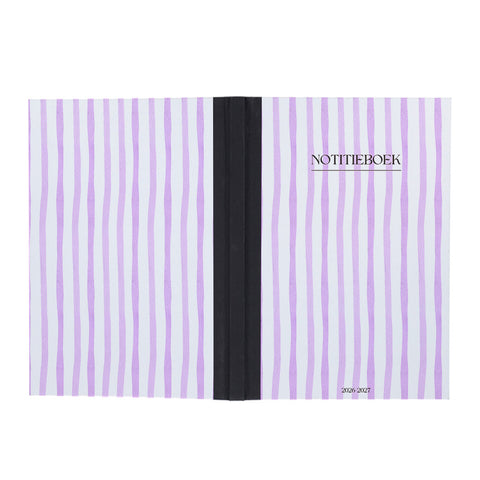Notitieboekje A5 met paars witte strepen opdruk - Schrijfblok A5 - Back To School Schrijfboek- Schoolspullen