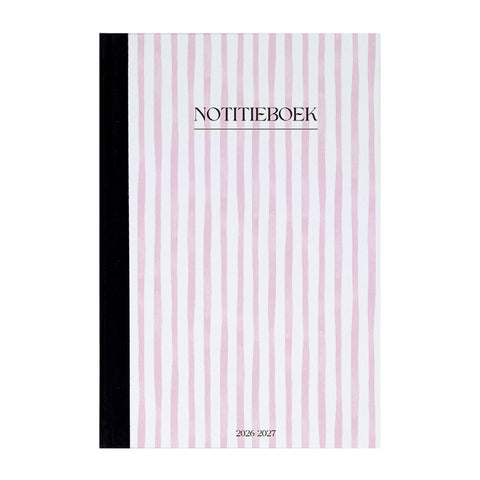 Notitieboekje A5 met roze witte strepen opdruk - Schrijfblok A5 - Back To School Schrijfboek- Schoolspullen