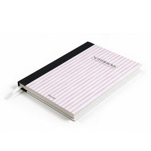 Notitieboekje A5 met roze witte strepen opdruk - Schrijfblok A5 - Back To School Schrijfboek- Schoolspullen