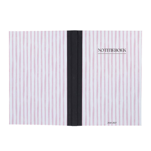 Notitieboekje A5 met roze witte strepen opdruk - Schrijfblok A5 - Back To School Schrijfboek- Schoolspullen