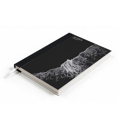 Notitieboekje A5 met zwart strand en golf opdruk - Schrijfblok A5 - Back To School Schrijfboek- Schoolspullen