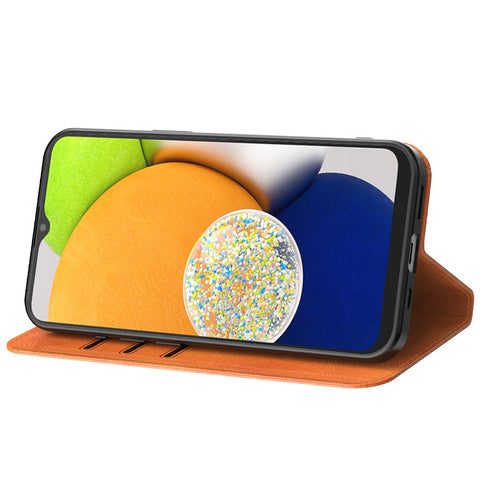 SamsungGalaxyA03_portemonneebookcasetelefoonhoesjebruinmetmagnetischklepje_2