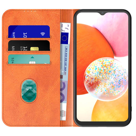 SamsungGalaxyA14_portemonneebookcasetelefoonhoesjebruinmetmagnetischklepje_1