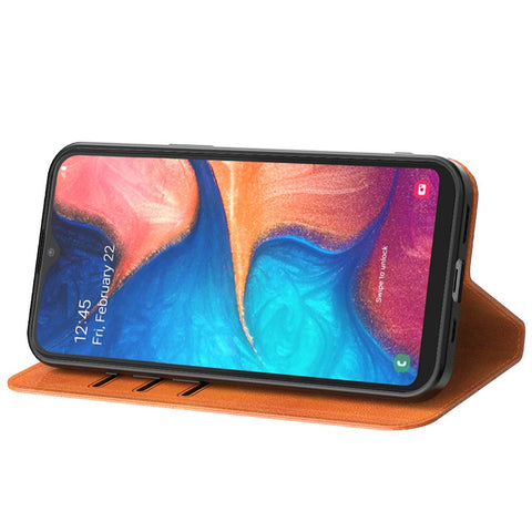 SamsungGalaxyA20e_portemonneebookcasetelefoonhoesjebruinmetmagnetischklepje_2