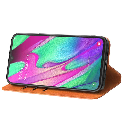 SamsungGalaxyA40_portemonneebookcasetelefoonhoesjebruinmetmagnetischklepje_2