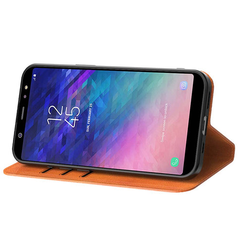 SamsungGalaxyA6Plus2018_portemonneebookcasetelefoonhoesjebruinmetmagnetischklepje_2