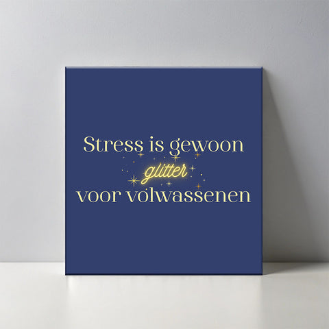 Keramisch cadeau tegel Stress is gewoon glitter voor volwassenen - Grappige spreuktegel - Cadeau idee voor vrienden - 11 x 11 cm - Inclusief standaard