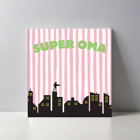 Keramisch cadeau tegel Super oma - Grappige spreuktegel - Cadeau idee voor oma - 11 x 11 cm - Inclusief standaard