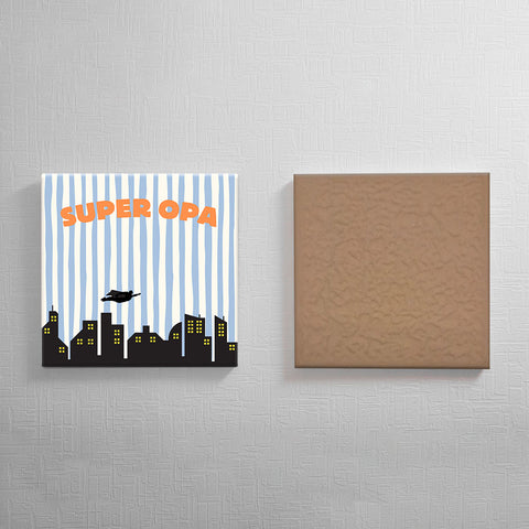 Keramisch cadeau tegel Super opa - Grappige spreuktegel - Cadeau idee voor opa - 11 x 11 cm - Inclusief standaard