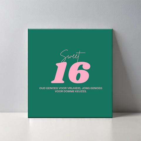 Keramisch cadeau tegel 16 jaar - Grappige spreuktegel 16 jarige verjaardag - Cadeau idee voor verjaardag- 11 x 11 cm - Inclusief standaard