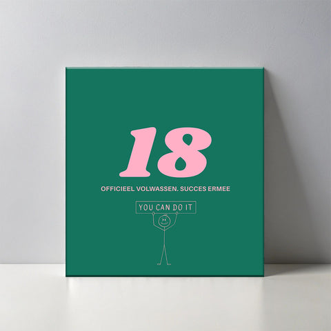 Keramisch cadeau tegel 18 jaar - Grappige spreuktegel 18 jarige verjaardag - Cadeau idee voor verjaardag- 11 x 11 cm - Inclusief standaard