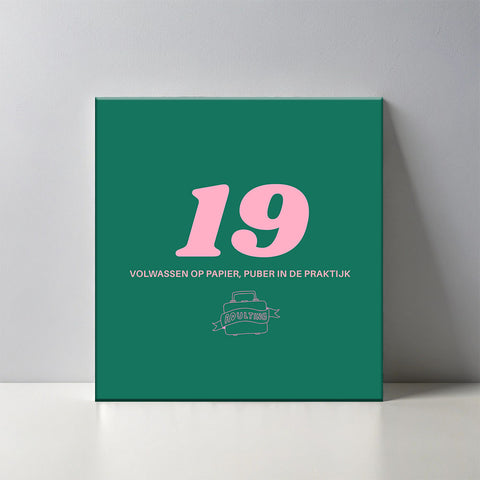 Keramisch cadeau tegel 19 jaar - Grappige spreuktegel 19 jarige verjaardag - Cadeau idee voor verjaardag- 11 x 11 cm - Inclusief standaard