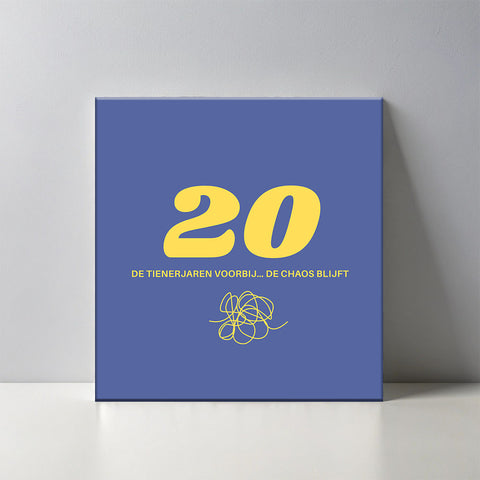 Keramisch cadeau tegel 20 jaar - Grappige spreuktegel 20 jarige verjaardag - Cadeau idee voor verjaardag- 11 x 11 cm - Inclusief standaard