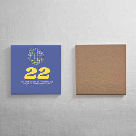 Keramisch cadeau tegel 22 jaar - Grappige spreuktegel 22 jarige verjaardag - Cadeau idee voor verjaardag- 11 x 11 cm - Inclusief standaard