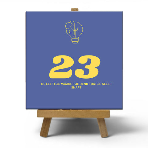 Keramisch cadeau tegel 23 jaar - Grappige spreuktegel 23 jarige verjaardag - Cadeau idee voor verjaardag- 11 x 11 cm - Inclusief standaard