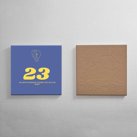 Keramisch cadeau tegel 23 jaar - Grappige spreuktegel 23 jarige verjaardag - Cadeau idee voor verjaardag- 11 x 11 cm - Inclusief standaard
