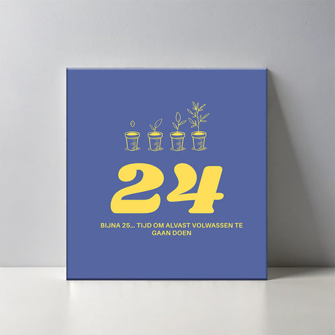 Keramisch cadeau tegel 24 jaar - Grappige spreuktegel 24 jarige verjaardag - Cadeau idee voor verjaardag- 11 x 11 cm - Inclusief standaard