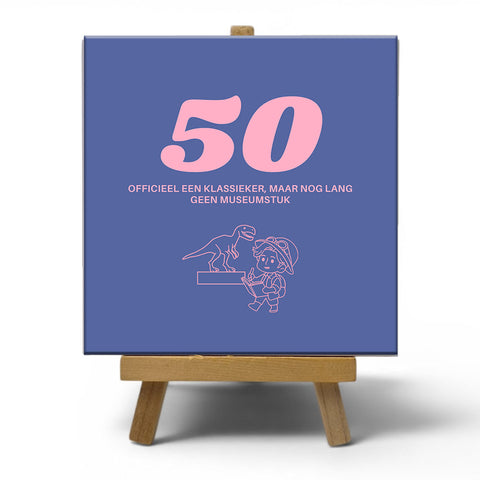 Keramisch cadeau tegel 50 jaar - Grappige spreuktegel 50 jarige verjaardag - Cadeau idee voor verjaardag- 11 x 11 cm - Inclusief standaard