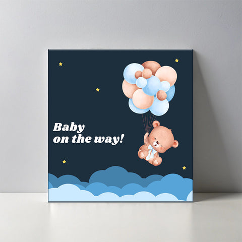 Keramisch cadeau tegel "Baby on the way" - Spreuktegel baby- Cadeau idee voor kraamcadeautje- 11 x 11 cm - Inclusief standaard