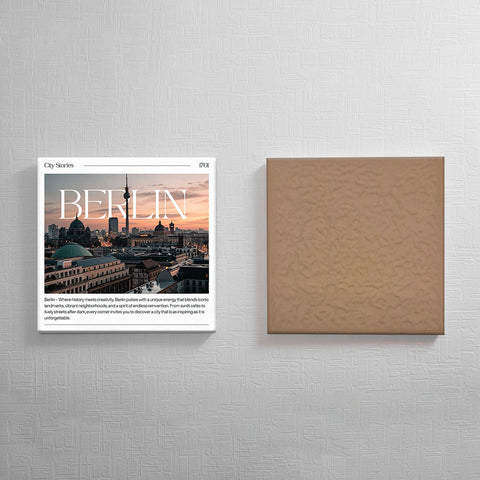 Keramisch cadeau tegel Berlijn - Spreuktegel Berlijn - Cadeau idee - 11 x 11 cm - Inclusief standaard