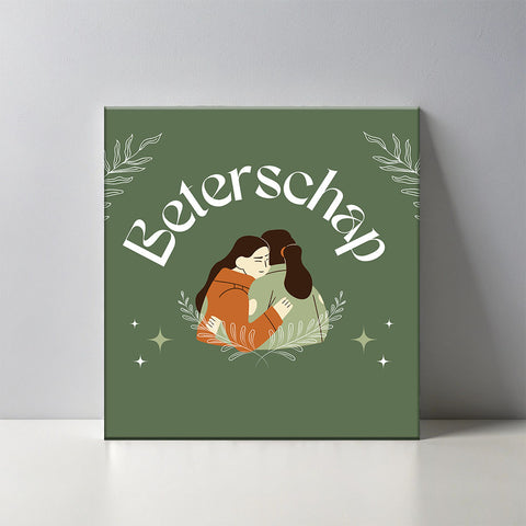 Keramisch cadeau tegel Beterschap - Spreuktegel beterschap - Cadeau idee voor ziekte- 11 x 11 cm - Inclusief standaard