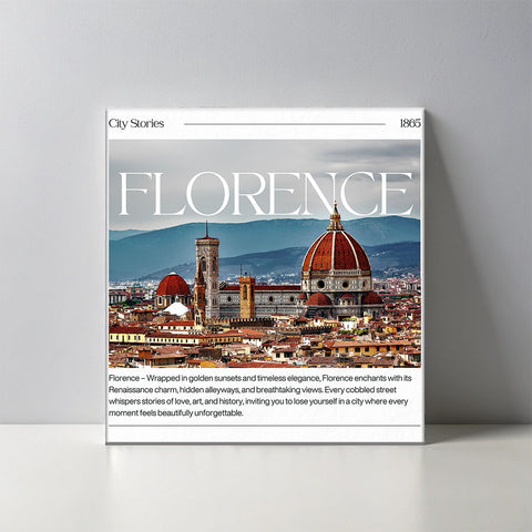 Keramisch cadeau tegel Florence - Spreuktegel Florence - Cadeau idee - 11 x 11 cm - Inclusief standaard