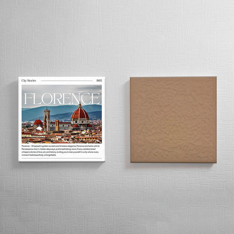 Keramisch cadeau tegel Florence - Spreuktegel Florence - Cadeau idee - 11 x 11 cm - Inclusief standaard
