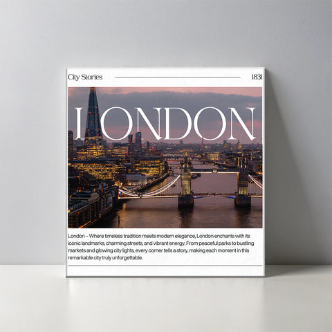 Keramisch cadeau tegel Londen - Spreuktegel Londen - Cadeau idee - 11 x 11 cm - Inclusief standaard