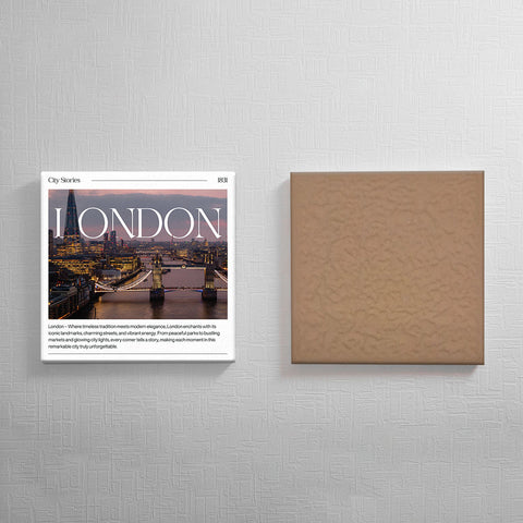 Keramisch cadeau tegel Londen - Spreuktegel Londen - Cadeau idee - 11 x 11 cm - Inclusief standaard