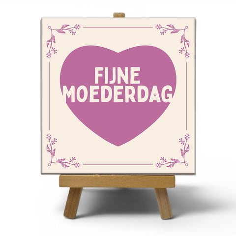 Keramisch cadeau tegel moederdag - Spreuktegel moederdag - Cadeau voor moederdag - 11 x 11 cm - Inclusief standaard