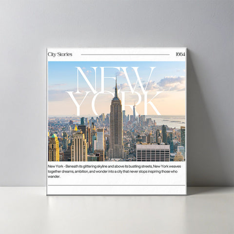 Keramisch cadeau tegel New York City - Spreuktegel New York City - Cadeau idee - 11 x 11 cm - Inclusief standaard