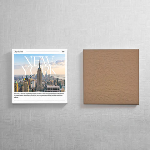 Keramisch cadeau tegel New York City - Spreuktegel New York City - Cadeau idee - 11 x 11 cm - Inclusief standaard