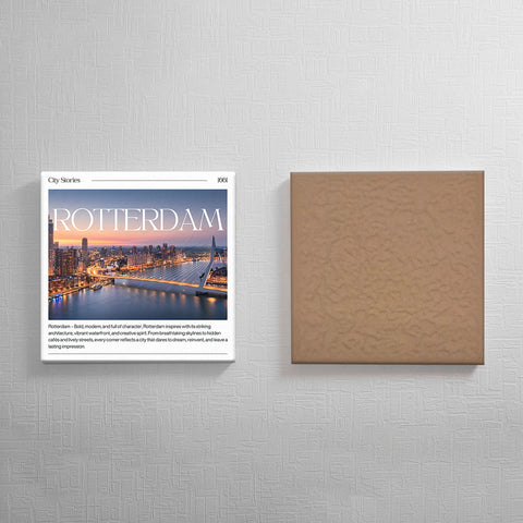 Keramisch cadeau tegel Rotterdam - Spreuktegel Rotterdam - Cadeau idee - 11 x 11 cm - Inclusief standaard
