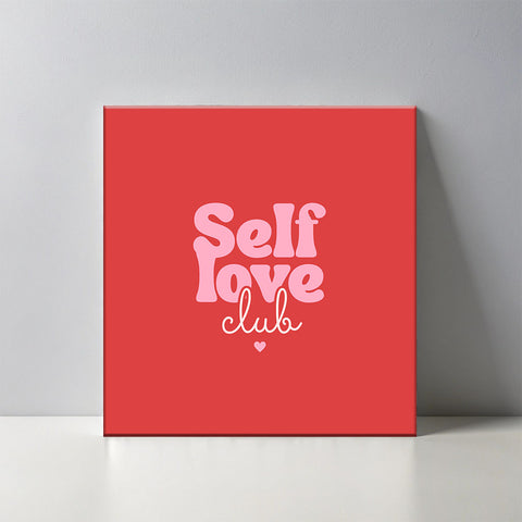 Keramisch cadeau tegel Self Love Club  - Inspirerende spreuktegel self love - Cadeau idee voor ziekte- 11 x 11 cm - Inclusief standaard