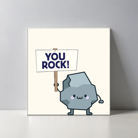 Keramisch cadeau tegel You rock - Grappige spreuktegel - Cadeau idee voor vrienden - 11 x 11 cm - Inclusief standaard