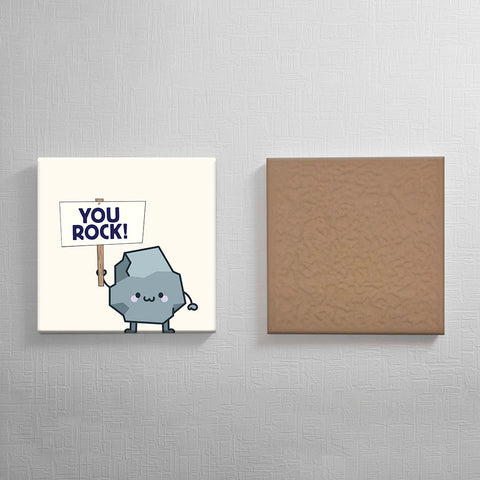 Keramisch cadeau tegel You rock - Grappige spreuktegel - Cadeau idee voor vrienden - 11 x 11 cm - Inclusief standaard