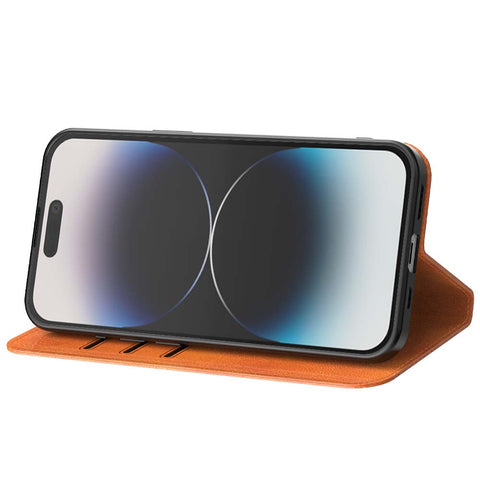 iPhone14Pro_portemonneebookcasetelefoonhoesjebruinmetmagnetischklepje_2